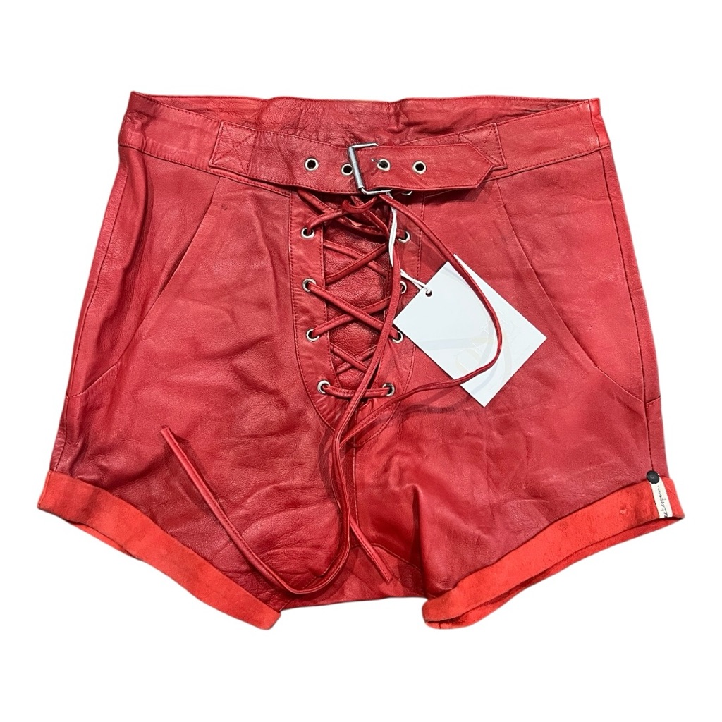 One Teaspoon Super Freak Red Leather Lace-Up Shorts Nwt Size Small/Us 4